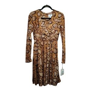 NWT Altuzarra Women's Size 6 Dress Animal Print Brown Long Sleeve